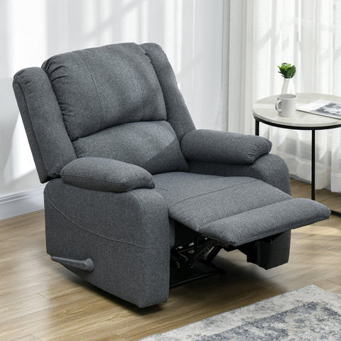 Rootz Recliner Chair - Adjustable Lounge Chair - Comfy Armchair - Thick Padding - Steel Frame - Dark Gray - 87cm x 96cm x 98cm