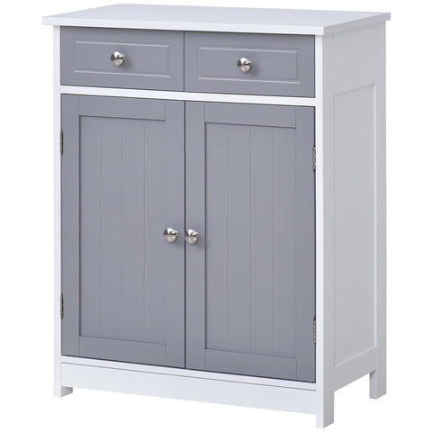 Rootz Bathroom Cabinet - 2 Door Cabinet - Buffet Storage Cabinet - Elegant Design - 60cm x 30cm x 75cm - Grey and White