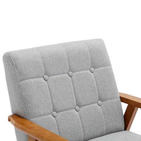 Rootz Leisure Chair - Mid-Century Modern Chair - Lounge Chair - Solid Wood - Linen Fabric - 71cm x 64.5cm x 77cm