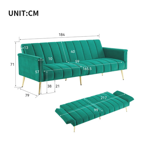 Rootz 3-in-1 Folding Sofa - Convertible Couch - Adjustable Lounge - Versatile Comfort - 184cm x 79cm x 71cm