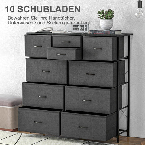 Rootz Fabric Drawers Chest of Drawers - Storage Cabinet - Fleece Drawers - Sturdy Steel Frame - 100cm x 30cm x 100cm