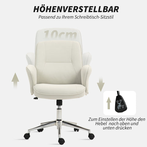 Rootz Office Chair - Desk Chair - Executive Seat - Height Adjustable - 67cm x 69cm x 92-102cm - White