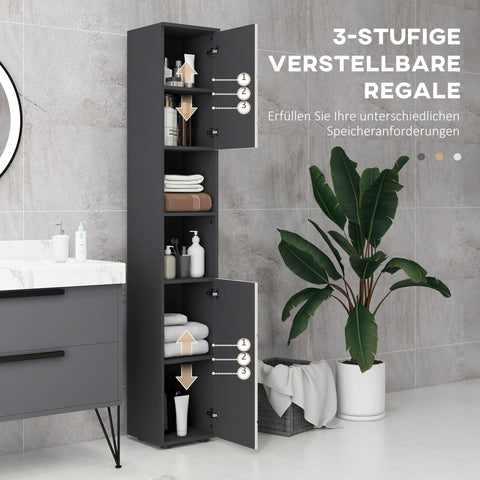 Rootz Bathroom Cabinet - Storage Cupboard - Adjustable Shelving - Chipboard Build - Grey - 183cm Height