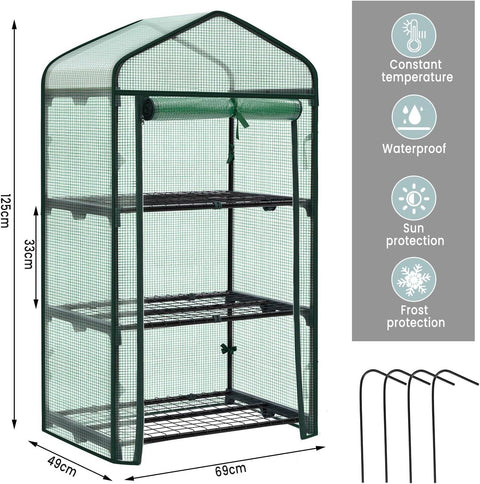 Rootz Greenhouse Foil Shelter - Plant Protector - Mini Conservatory - UV & Weather Resistant - 69x49x125 cm