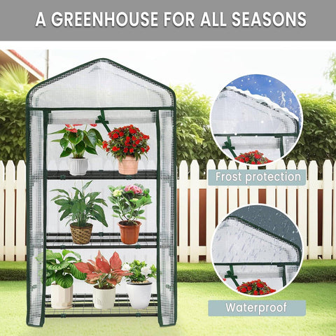 Rootz Foil Greenhouse - Growhouse - Cold Frame - Protects Plants Year-Round - Winter Festival White - 69x49x125cm