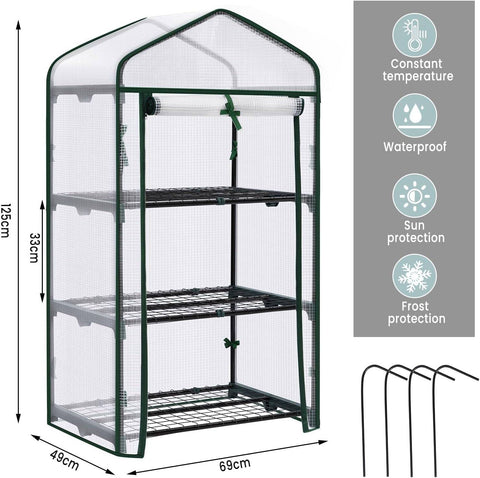 Rootz Foil Greenhouse - Growhouse - Cold Frame - Protects Plants Year-Round - Winter Festival White - 69x49x125cm