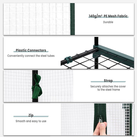 Rootz Foil Greenhouse - Growhouse - Cold Frame - Protects Plants Year-Round - Winter Festival White - 69x49x125cm