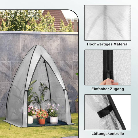 Rootz 120x180 cm Semi-Transparent Foil Greenhouse - Plant House - Grow House - Optimal Climate - 120 x 180 x 120 cm
