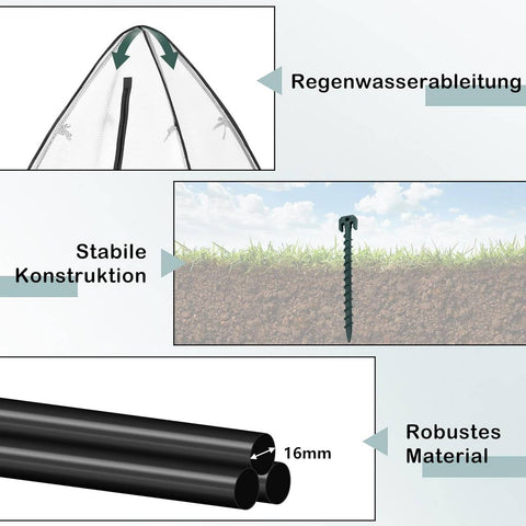 Rootz 120x180 cm Semi-Transparent Foil Greenhouse - Plant House - Grow House - Optimal Climate - 120 x 180 x 120 cm