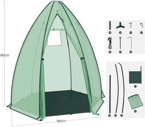 Rootz Growhouse - Plant House - Greenhouse - Winter Protection - 130 GSM PE - 160x180x160cm - Transparent, Green