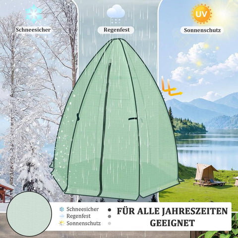 Rootz Growhouse - Plant House - Greenhouse - Winter Protection - 130 GSM PE - 160x180x160cm - Transparent, Green