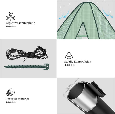 Rootz Growhouse - Plant House - Greenhouse - Winter Protection - 130 GSM PE - 160x180x160cm - Transparent, Green