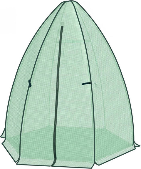 Rootz Growhouse - Plant House - Greenhouse - Winter Protection - 130 GSM PE - 160x180x160cm - Transparent, Green