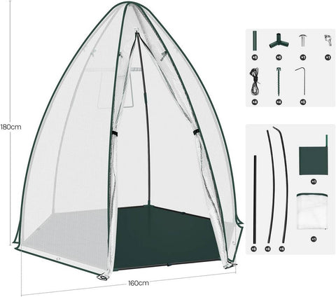 Rootz Growhouse - Plant House - Greenhouse - Winter Protection - Tear-Resistant - 160x180x160 cm White