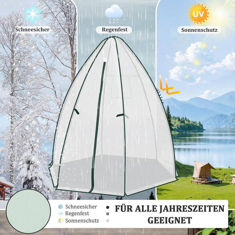 Rootz Growhouse - Plant House - Greenhouse - Winter Protection - Tear-Resistant - 160x180x160 cm White