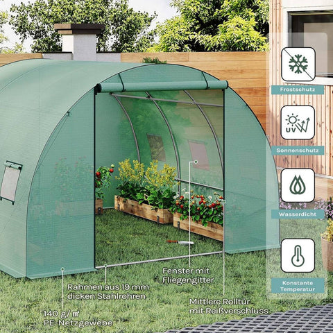 Rootz Greenhouse - Winter-Proof Garden Shelter - Plant Protection Tent - UV & Frost Resistant - 300x300x200cm Steel Frame