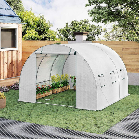 Rootz Growhouse - Greenhouse - Winter Shelter - Weather Protection - Steel Frame - 300x300x200 cm - White