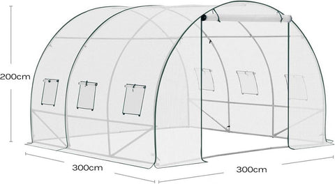 Rootz Growhouse - Greenhouse - Winter Shelter - Weather Protection - Steel Frame - 300x300x200 cm - White