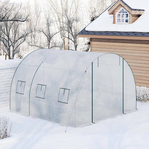 Rootz Growhouse - Greenhouse - Winter Shelter - Weather Protection - Steel Frame - 300x300x200 cm - White