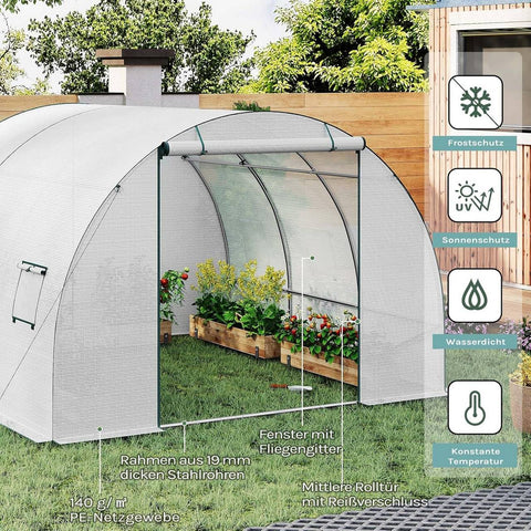 Rootz Growhouse - Greenhouse - Winter Shelter - Weather Protection - Steel Frame - 300x300x200 cm - White