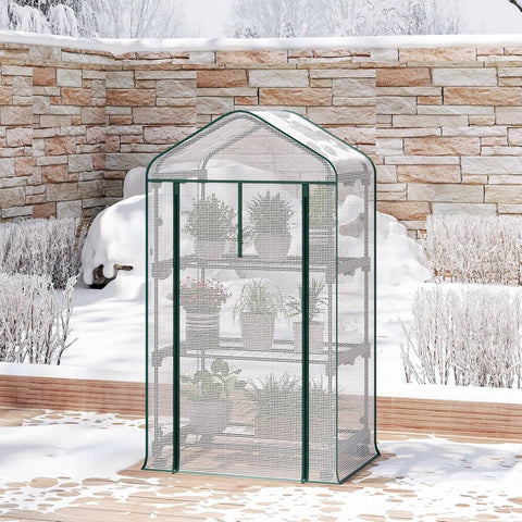 Rootz Foil Growhouse with Rollers - Mobile Greenhouse - Plant Shelter - Weather Protection - 70x130x50 cm - White, Green