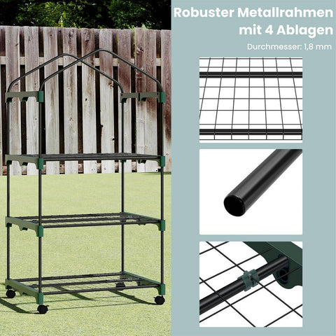 Rootz Foil Growhouse with Rollers - Mobile Greenhouse - Plant Shelter - Weather Protection - 70x130x50 cm - White, Green