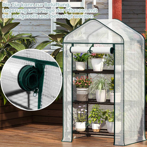 Rootz Foil Growhouse with Rollers - Mobile Greenhouse - Plant Shelter - Weather Protection - 70x130x50 cm - White, Green