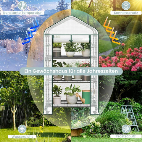 Rootz Foil Growhouse with Rollers - Mobile Greenhouse - Plant Shelter - Weather Protection - 70x130x50 cm - White, Green