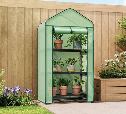 Rootz Greenhouse with Rollers - Foil Growhouse - Plant Shelter - Easy Mobility - 70x130x50 cm Green