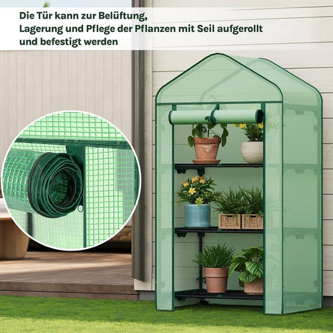 Rootz Greenhouse with Rollers - Foil Growhouse - Plant Shelter - Easy Mobility - 70x130x50 cm Green