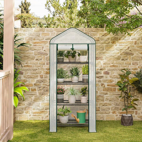 Rootz Growhouse with Rollers - Foil Greenhouse - Plant Shelter - Easy Mobility - 70x163x50 cm in White & Green