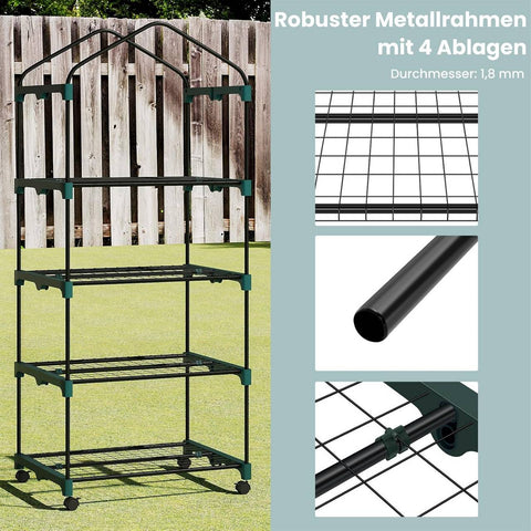 Rootz Growhouse with Rollers - Foil Greenhouse - Plant Shelter - Easy Mobility - 70x163x50 cm in White & Green