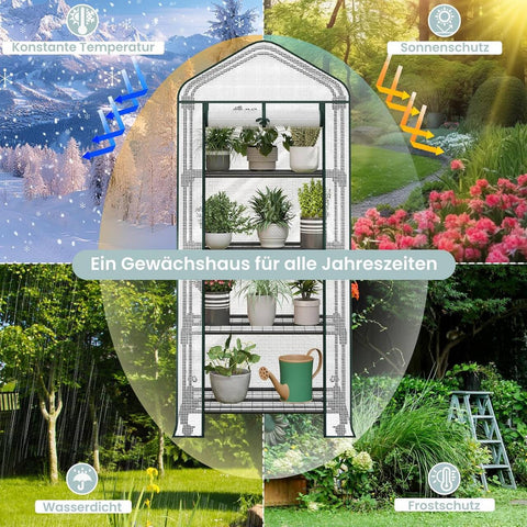 Rootz Growhouse with Rollers - Foil Greenhouse - Plant Shelter - Easy Mobility - 70x163x50 cm in White & Green