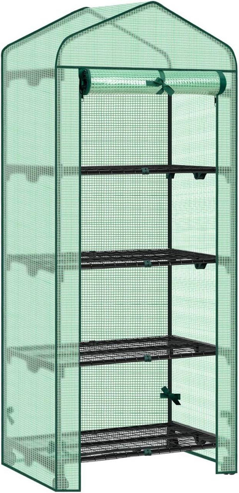 Rootz Greenhouse with Rollers - Foil Shelter - Plant Grow House - Protects from UV & Frost - 70x163x50cm, Green, Black