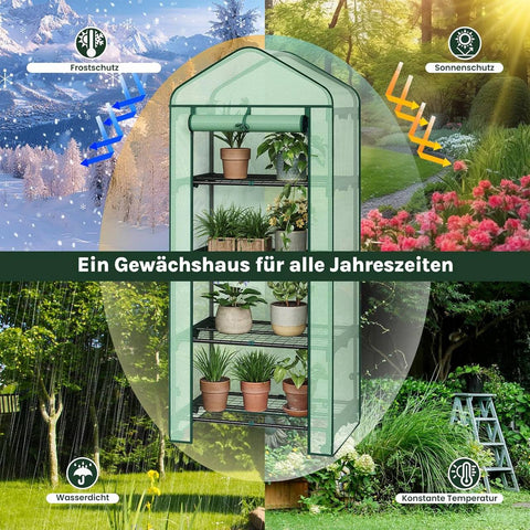 Rootz Greenhouse with Rollers - Foil Shelter - Plant Grow House - Protects from UV & Frost - 70x163x50cm, Green, Black