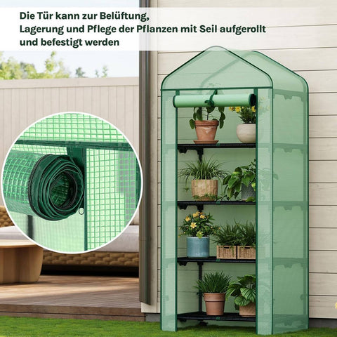 Rootz Greenhouse with Rollers - Foil Shelter - Plant Grow House - Protects from UV & Frost - 70x163x50cm, Green, Black