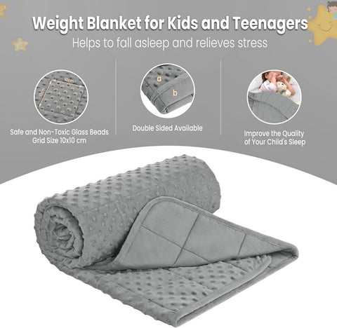 Rootz Children's Weighted Blanket - Therapy Blanket - Calming Cover - Promotes Deep Sleep - Grey - 90x120cm, 1.4kg