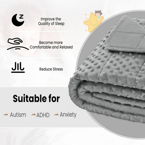 Rootz Children's Weighted Blanket - Calming Blanket - Sensory Therapy Quilt - Improves Sleep - Gray, 4.5kg, 105x150cm