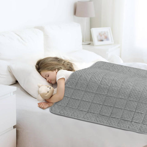 Rootz Children's Weighted Blanket - Kids Heavy Blanket - Calming Comforter - Improves Sleep - Grey, 90x120cm, 2.3kg, Soft Cotton & Minky Dots