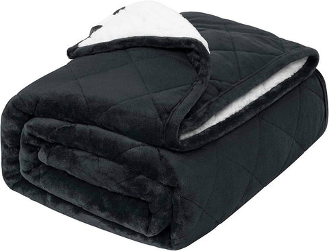 Rootz Weighted Blanket - Heavy Flannel Blanket - Sherpa Therapy Blanket - Stress Relief - 150x200cm 11kg Grey, White