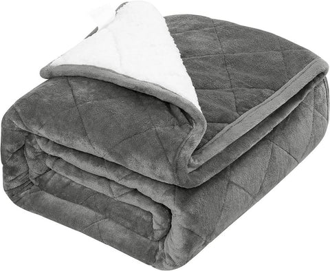 Rootz Weighted Blanket - Heavy Comforter - Sleep Aid - Flannel & Sherpa - 150x200 cm, 7kg - Relieves Stress & Anxiety