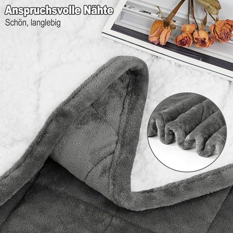 Rootz Weighted Blanket - Heavy Comforter - Flannel Sherpa Blanket - Sleep Aid - 135x200 cm Grey, White - 7kg