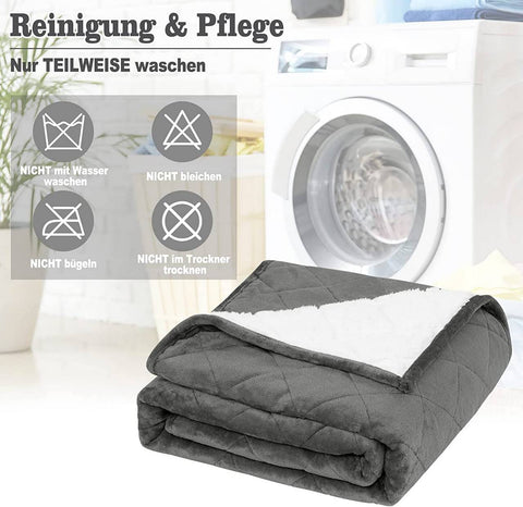 Rootz Weighted Blanket - Heavy Comforter - Sleep Aid - Flannel & Sherpa - 150x200 cm, 7kg - Relieves Stress & Anxiety