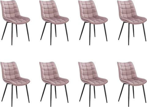 Rootz Set van 8 eetkamerstoelen - fluwelen zitstoelen - stoelen met metalen poten - duurzaam en duurzaam - comfortabel en ergonomisch - vloerbescherming - zitmaat 46 x 40,5 cm