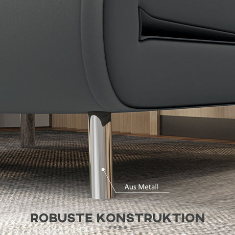 Rootz Convertible Recliner Bed - Lounge Chair - Single Bed - Breathable Velvet Cover - Adjustable Backrest - Dark Gray - 77L x 88W x 83H cm