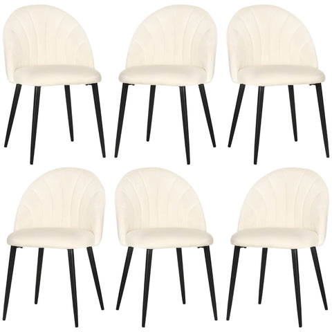 Rootz Dining Chair Set - Shell-Shaped Chairs - Velvet Look Padding - Metal Legs - 52cm x 54cm x 79cm - Gray - Set of 6