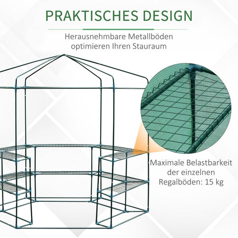 Rootz Greenhouse - Plantenschuilplaats - Tuinkas - Stevig frame - Optimale ventilatie - Voldoende opbergruimte - 228 cm x 196 cm x 215 cm