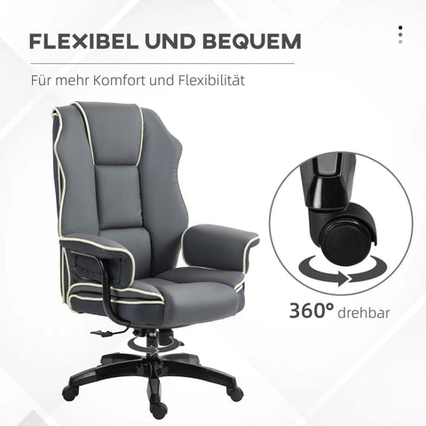 Rootz Ergonomic Office Chair - Computer Chair - Desk Chair - Faux Leather - Adjustable Height - 76cm x 80cm x 118-124cm