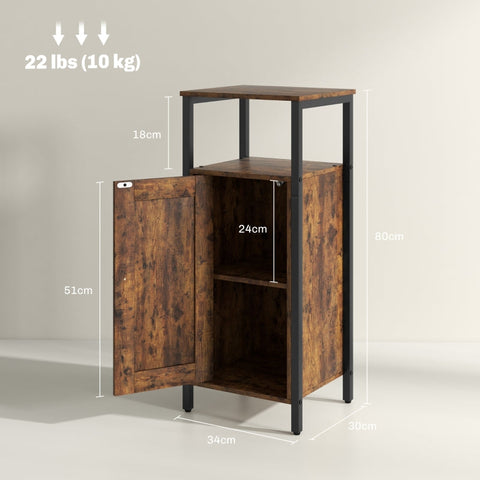 Rootz Side Table - Bedside Table - Industrial Style Cabinet - Adjustable Storage - 34cm x 30cm x 80cm