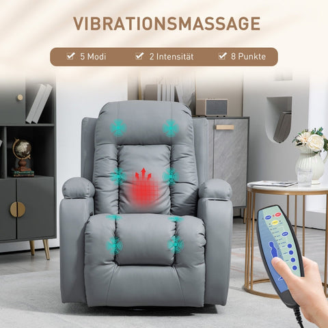 Rootz Massage Chair - Rocking Recliner - Heated Massage Chair - Ultimate Relaxation - 8 Vibration Points - Adjustable Backrest - 85cm x 94cm x 104cm